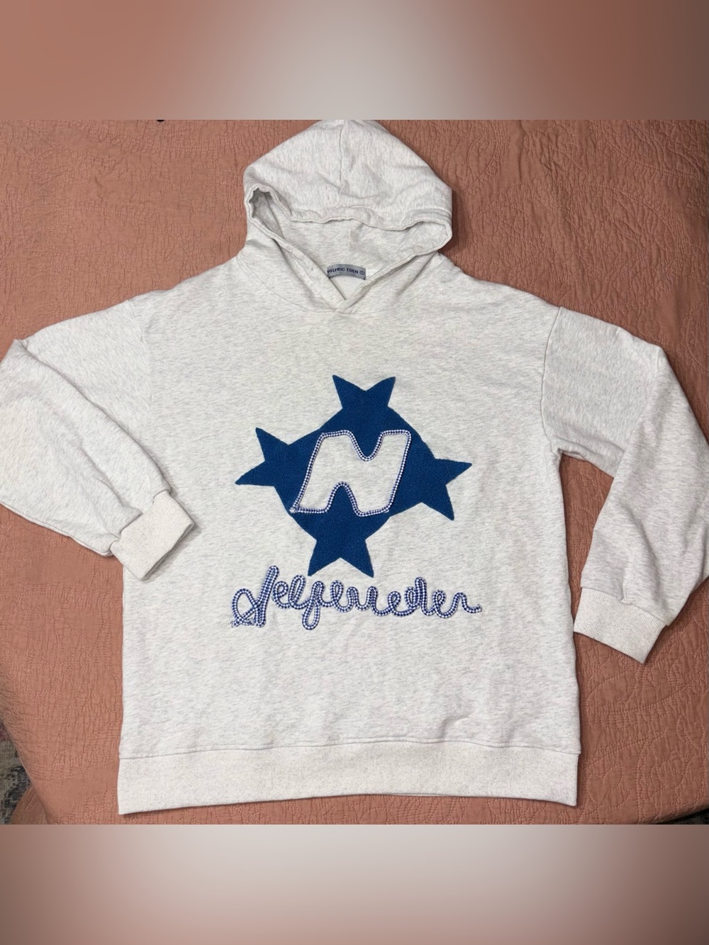 Aelfric Eden Gray Stellaris Embroidered Pullover Hoodie with Blue Stars size S - Picture 5 of 14